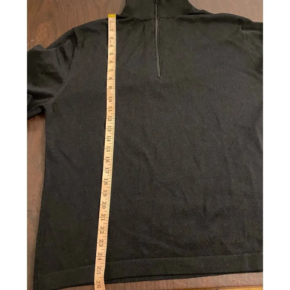 Banana Republic Men’s XL Black Merino Wool Quarter-Zip Sweater Pullover Classic